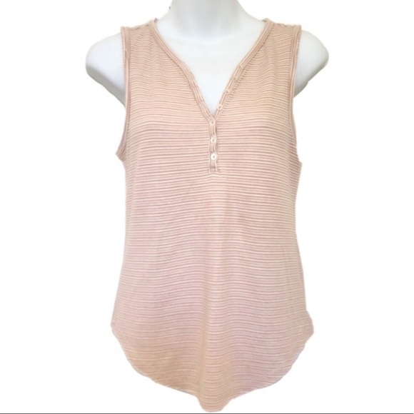 Anthropologie Postmark Striped Henley Tank Top - Picture 2 of 11